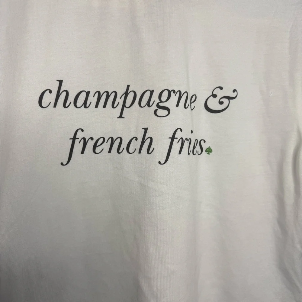 Kate Spade “ champagne & French fries White Graphic Tee